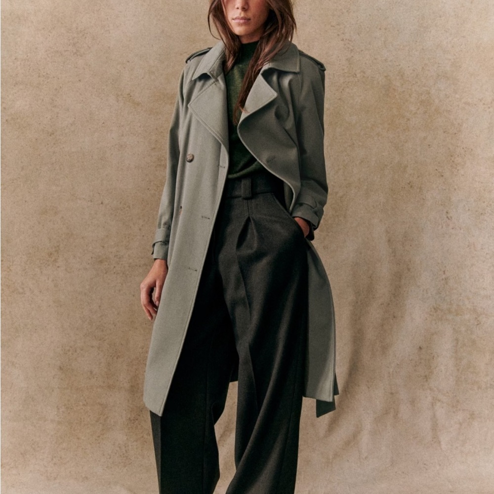 Sezane Scott Trench Coat Khaki XXS NWT